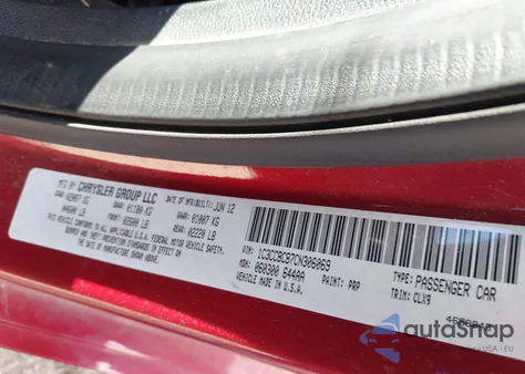 2012 Chrysler 200 Limited z USA, uszkodzony, nr VIN 1C3CCBCB7CN306069